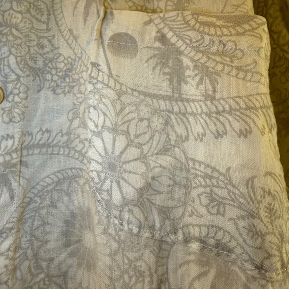 Tommy Bahama Mens XXL 100% Linen Aloha Shirt Palm Leaf Paisley Print - Picture 2 of 9